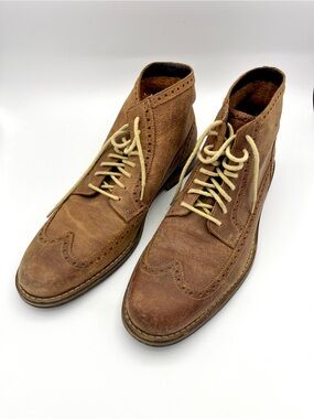 COLE HAAN Wingtip Ankle Boots Chestnut Brown Leather